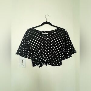 Polka dot tie-back crop top